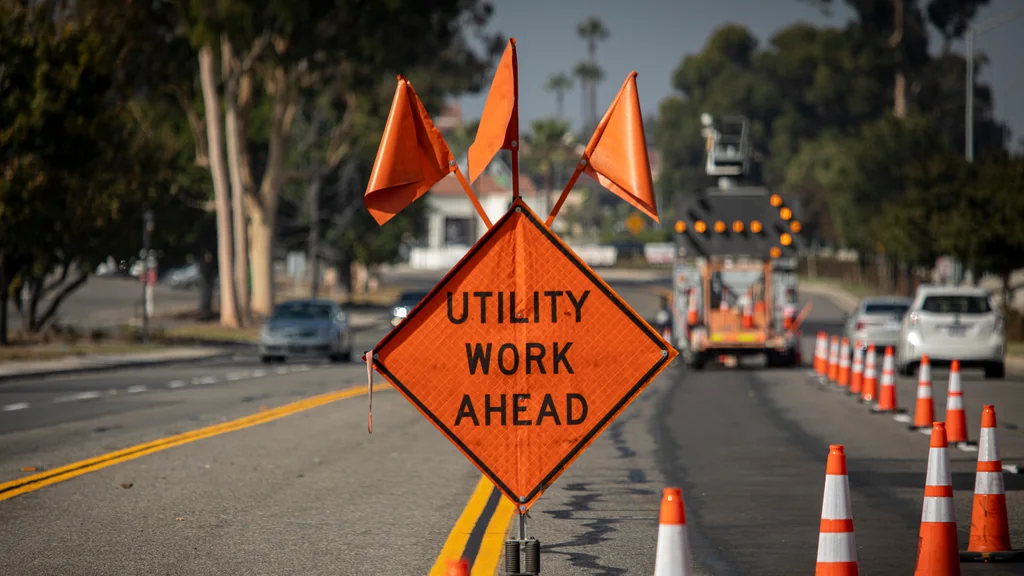 Utility Work Ahead sign