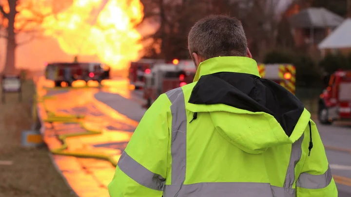 Professional emergency response team member in action ensuring traffic safety